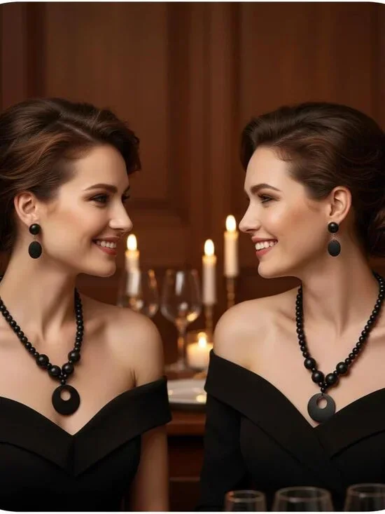 Red Natural Wood Round Beaded Strand Necklace, Chunky Bohemian Costume Jewelry f - Picture 7 of 7